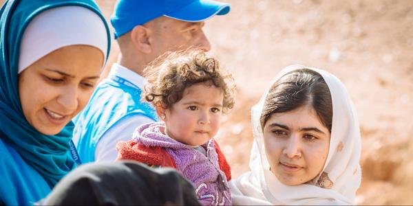 Refugees's tweet photo. Congratulations Malala! Honored to have worked with you this year meeting Syrian refugees as they crossed the border http://t.co/KT7rnmx3Rb