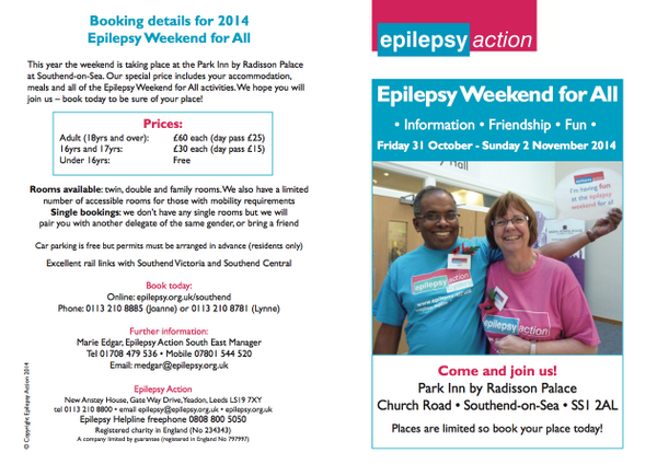 LondonAction's tweet photo. Only 3 wks to the Epilepsy Action hosted Epilepsy Weekend for All in Southend-on-Sea? See you there. #Epilepsy http://t.co/jo43wnaQQo