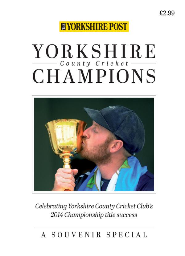 TheYP_Promos's tweet image. @Yorkshireccc Champions, Yorkshire Post 64-page special, £2.99 +P&amp;amp;P to order call 0844 2920216 (opt 2) #SettleHour