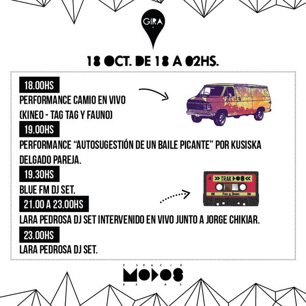 TRAK DOS se suma a #GIRA desde Espacio MODOS el SAB.18.OCT con música a cargo de <a href="/LaraPedrosa/">Lara Pedrosa</a> &amp; <a href="/FmBlue1007/">Blue 100.7</a> + Expo