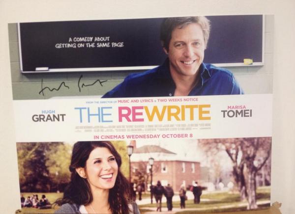 It's the freaky weekend + THE REWRITE is in cinemas now!! RT to win 10 posters signed by legend that is Hugh Grant!