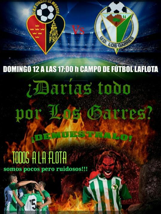 garres_los's tweet photo. Domingo 12 alas 17:00 no podéis fallar @treceraG13 @CiudadDeMurcia http://t.co/nTXe0vlJFe