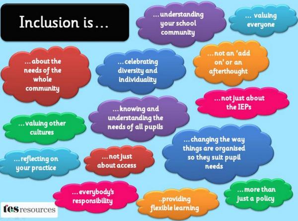 ONTSpecialNeeds's tweet photo. Here is a nice reminder of what #Inclusion is... https://t.co/Rd4FabQkeX