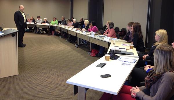 FBWomen's tweet photo. President Stallman challenged #BootCamp14 participants to use training to continue engaging in @FarmBureau issues http://t.co/7yXg2RJvvi
