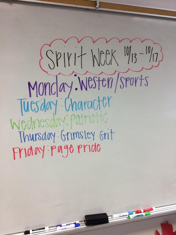 PagesbyPage's tweet photo. Spirit Week Days!! http://t.co/V6q2ayWvZ4