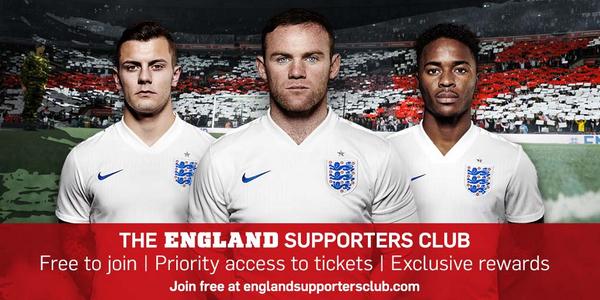 EnglandFootball's tweet photo. Join the @England Supporters Club FREE &amp; get priority access to tickets &amp; exclusive offers: http://t.co/WmJoTNeQkk http://t.co/FsJvhnsVOG