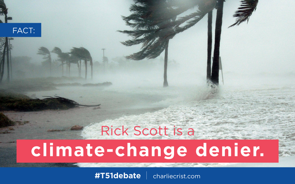 CharlieCrist's tweet photo. Climate change is real. Rick Scott may not be a scientist but he doesn't need to be to understand that. #T51Debate http://t.co/xyKVCUmkBX