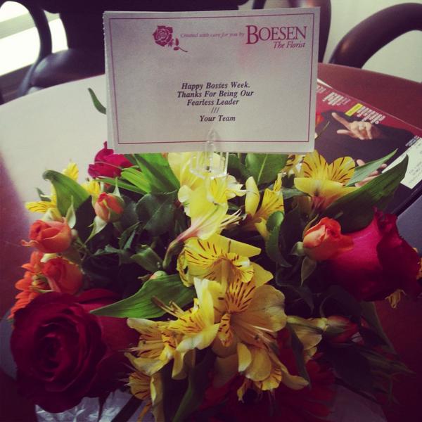 KellyGroehler's tweet photo. My team is terrific; just made me well up a bit. Nice ending to a very hectic week. #grateful #BossesWeek http://t.co/JFaXcaXYzA
