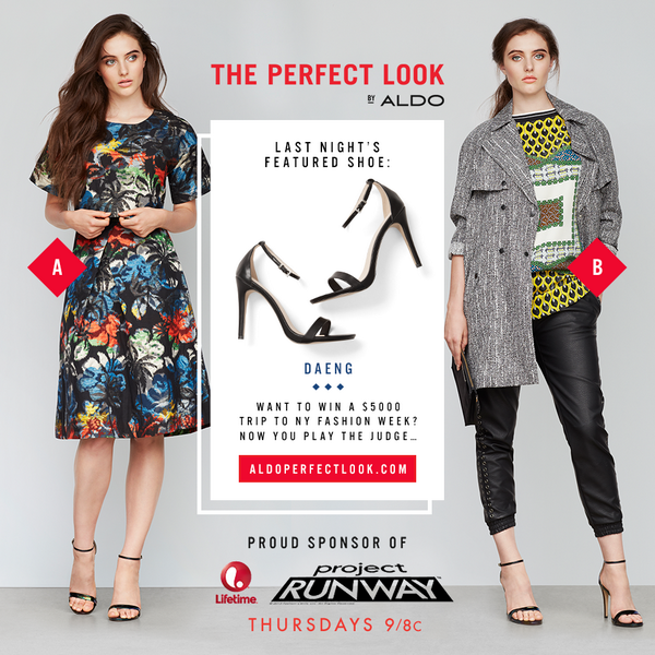 ALDO_Shoes's tweet photo. US @ProjectRunway fans: Pick your fave look &amp; tweet us why, using #ALDOprojectrunway, to win: http://t.co/Sb3jyr2ErE http://t.co/KZ1OGRGUQn