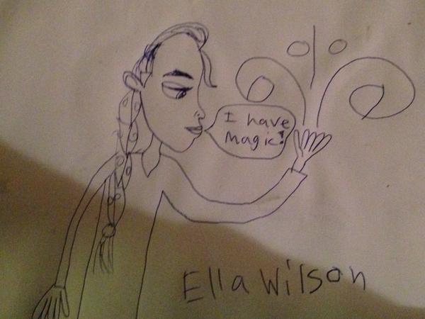BrettWilsons's tweet photo. Ella's drawing at dinner last night http://t.co/bc3EESJou5