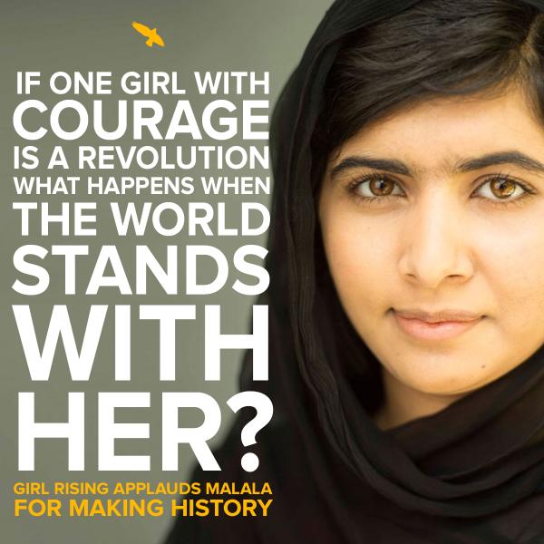 If one girl with courage is a revolution, what happens when the world stands with her? #ChangeIsComing #Malala
