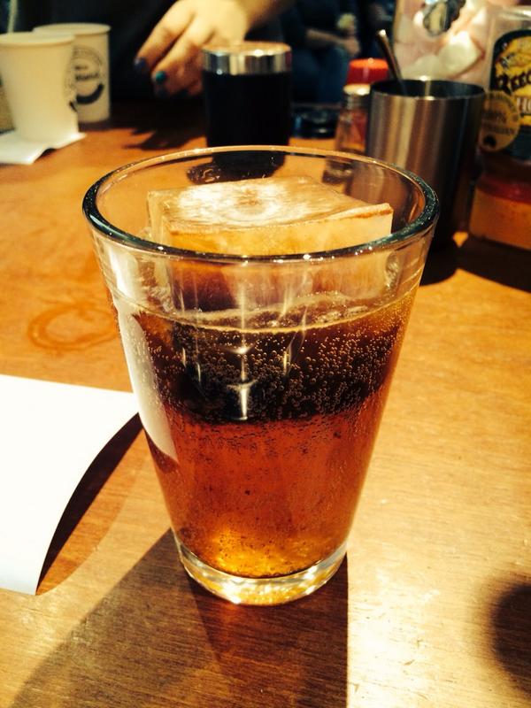 #billmurray double esp on sparkling water with a 50/50 ice cube; app juice and triple esp