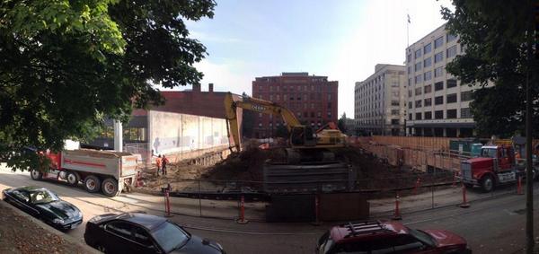 Mass excavation underway - 15th street is busy! #construction #pearlwest #howardswright #pearldistrict
