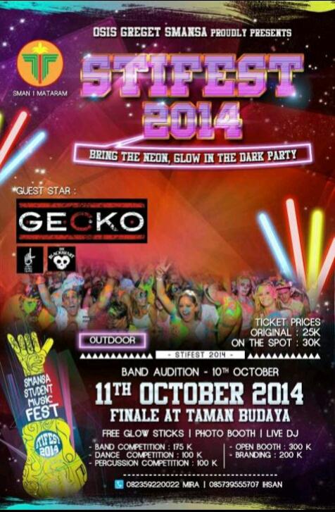 LTSofficial_'s tweet photo. STIFEST 2014 "Save Our Culture, Bring The Neon Glow In The Dark Party" :
More info : @STIFESTSMANSA / @OsisSmansaMTR http://t.co/IxcUoTKyGP