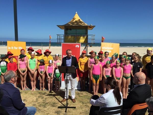 <a href="/JayWeatherill/">Jay Weatherill</a> announcing SA has won the rights to host the Rescue 2018 Lifesaving World Championships #Adelaide