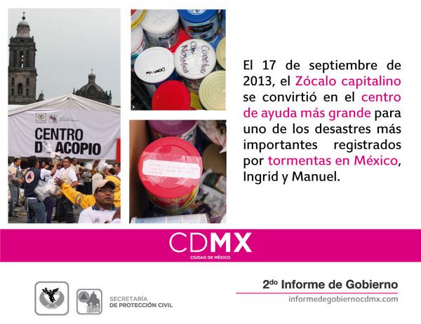 SGIRPC_CDMX's tweet photo. El 17 de septiembre de 2013 el zócalo capitalino se convirtió en el centro de ayuda más grande. #2doinformecdmx http://t.co/xvNMVkQlAa