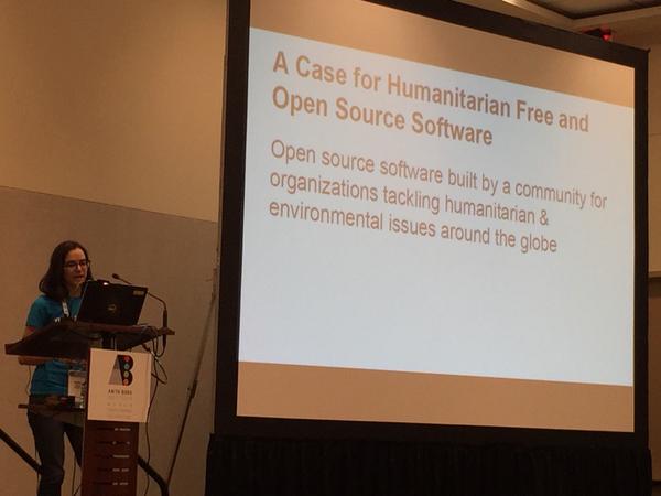 unicornzero's tweet image. Inspiring talk on free open source humanitarian software by @chelseakomlo at #GHC14