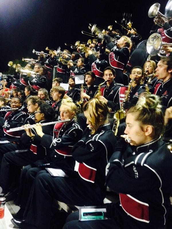 MsStantonD's tweet photo. Friday nights with these sweet people are just so much fun! 🎺🎷🏈🎶 #alpharettahighschool #goraiders! http://t.co/HNGKw4MDta
