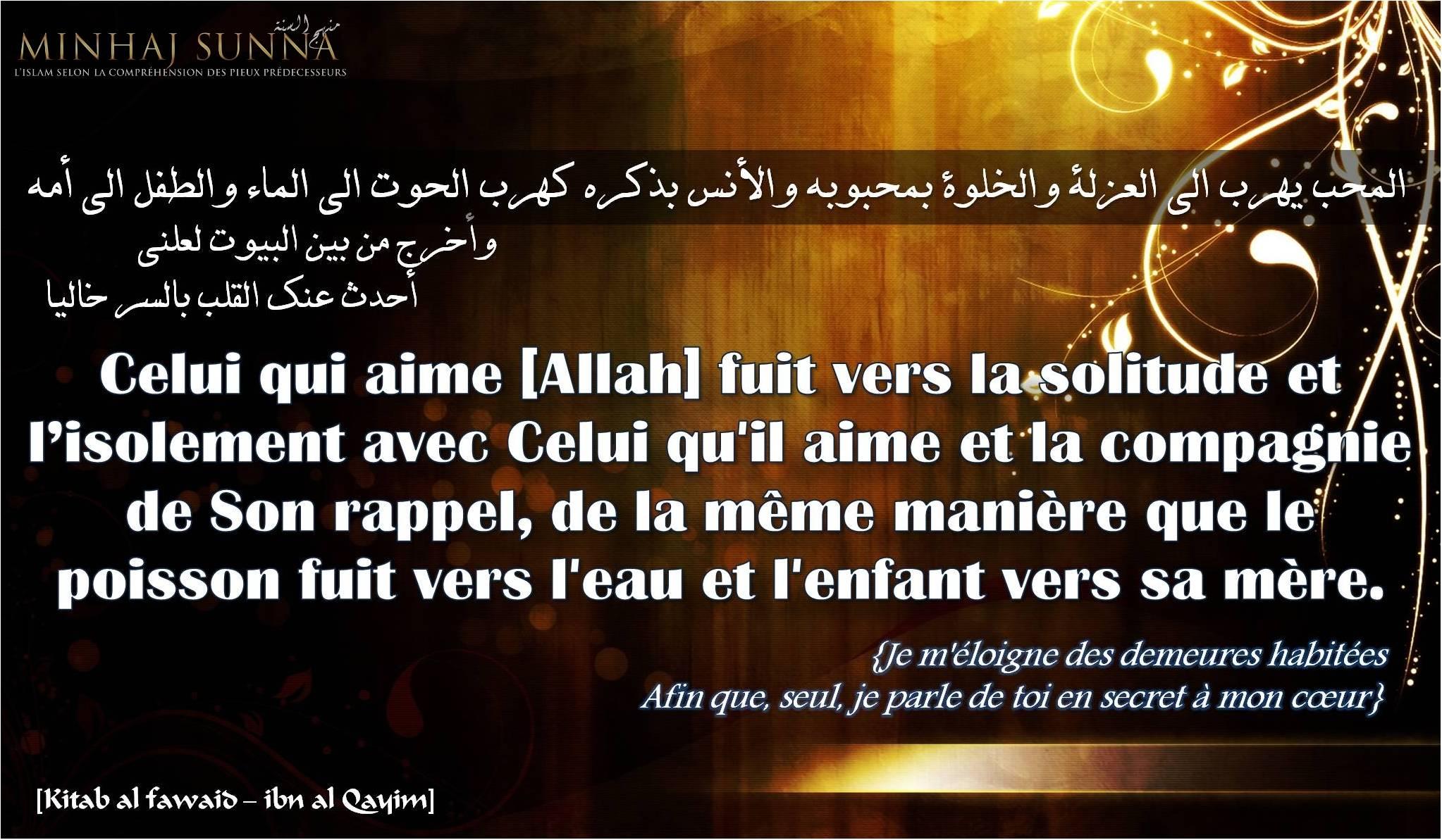 Minhaj Sunna Auf Twitter Citation Celui Qui Aime Allah Fuit Vers La Solitude Http T Co Fdd5ccsniz Twitter