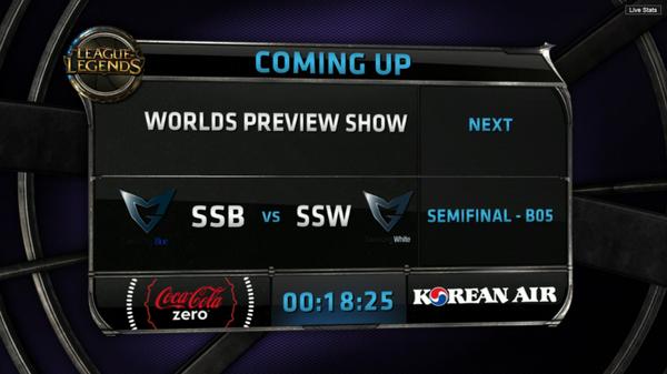 AzubuTV's tweet photo. The #WorldsPreview show is coming up, and after that it's White vs Blue! Watch at http://t.co/Ak0d4kG3Dp! http://t.co/9Fydr7AhWj