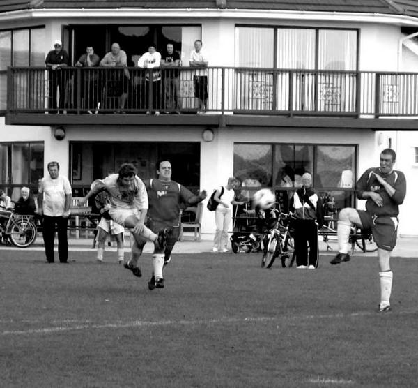 Christian Bonnell getting a shot away <a href="/davidrichards11/">david richards</a> some dodgy character's on the balcony # oldschool