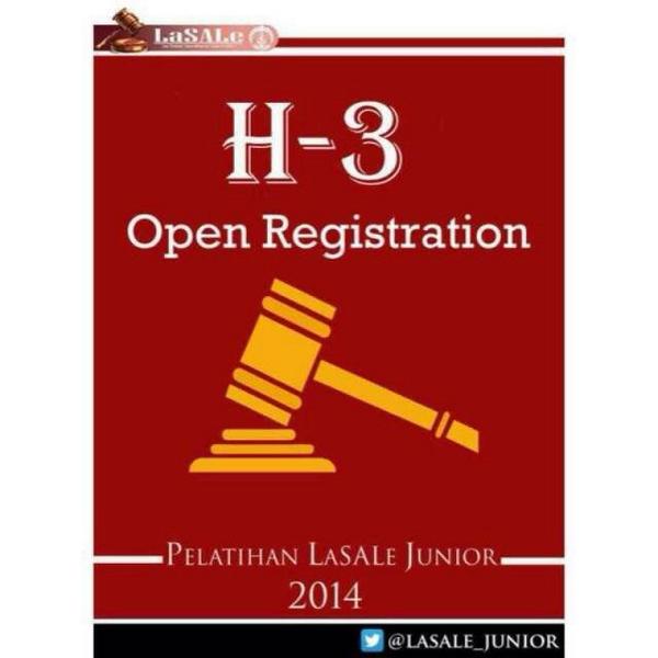 H-3 Pendaftaran Pelatihan LaSALe Junior. COME JOIN US!!