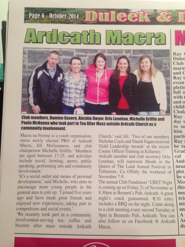 olenehan89's tweet photo. Made the papers!  #macraweekends #macrafamily #ardcath  @MacranaFeirme @MeathMacra http://t.co/MaIDz2UU3c