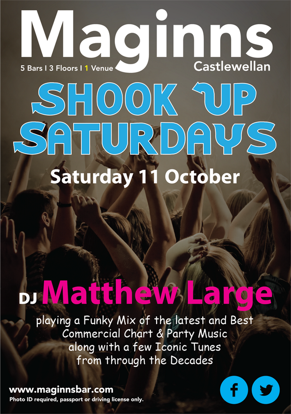 Maginnsbar's tweet photo. and for #ShookUpSaturdays in Maginns we have #DjMatthewLarge
See YOU in #MaginnsForAFewSociables http://t.co/KiOKhHRXU5