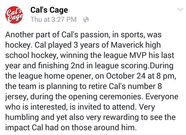 CalsCage's tweet image. Cal's Jersey will be retired on Oct. 24 in Morris at 8 pm. You won't want to miss it "@MorrisMavericks: @CalsCage http://t.co/SoK1Nwtqcl"