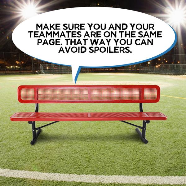 TalkingBench's tweet photo. I'd appreciate it too. Some Benches are still reading #TheHungerGames. #NoSpoilers http://t.co/kxld9cwMRg http://t.co/ICBPpyHFBK