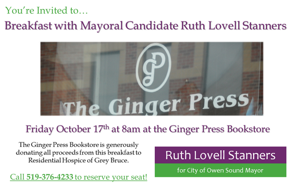 Join me Friday morning for Breakfast with the Candidate - bring your appetite and questions! #owensound