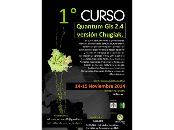 FOMOSeekerX's tweet image. Nueva fecha #Curso #QuantumGIS @cormachile @SAFChile @bosquenativo @INFOR_Minagri @INFORValdivia