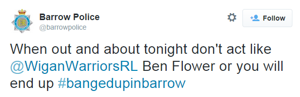 Even <a href="/barrowpolice/">Barrow Police</a> have had their say on the Ben Flower punch in the Super League Grand Final bbc.in/115yPJ8