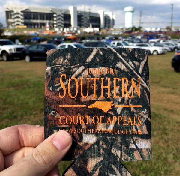 JudgeSouthern's tweet image. The #Southern4Judge team is passing out camouflage koozies at the Charlotte Motor Speedway, race fans! #NCJudges14