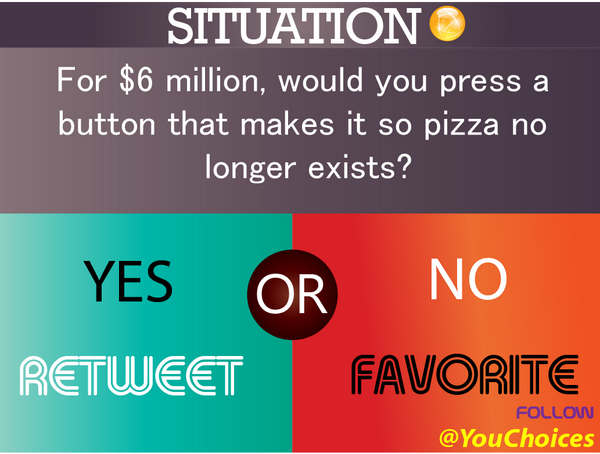 YouChoices's tweet image. No more pizza...
