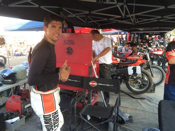 AmericanFlatTrk's tweet photo. .@BradtheBullet fastest so far today in qualifying on his @harleydavidson XR750. #FTFinals http://t.co/CeQf0CbeL7