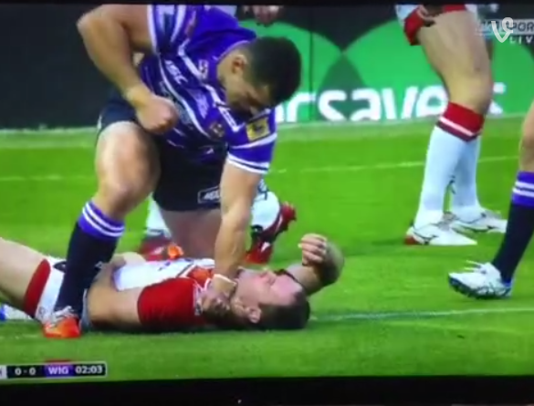 BleacherReport's tweet image. VIDEO: A Rugby player was sent off from the Grand Final after attacking an opposing player. ble.ac/1nhGcqE