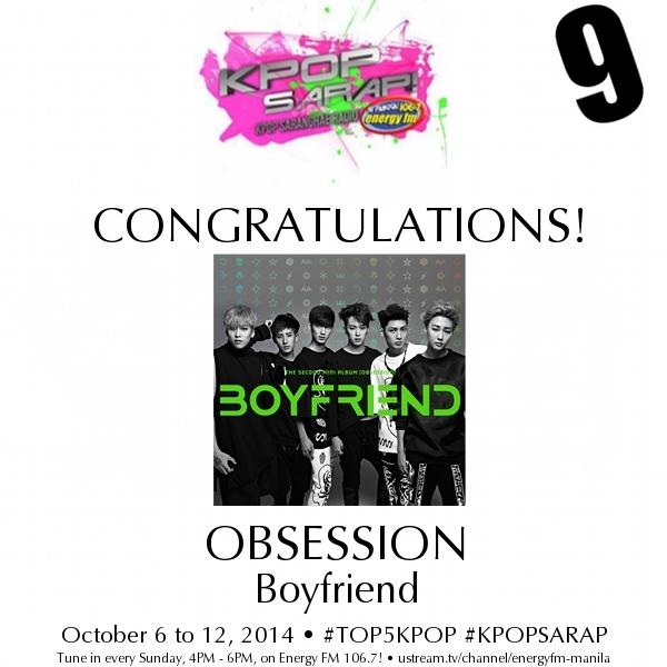 kpopunnicaths's tweet photo. #TOP5KPOP #9 this week: BOYFRIEND’s Obsession! Congrats, Bestfriends! #KPOPSarap on @energyfm1067 @BoyfriendPH http://t.co/2pDYgCgCAc