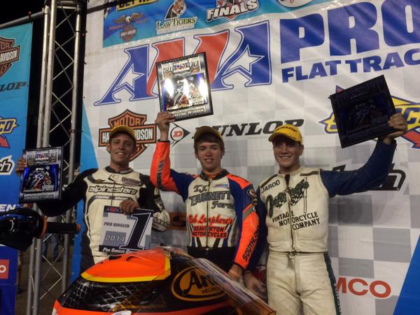 AmericanFlatTrk's tweet photo. Podium ceremonies w/ @KyleJohnson_77, @davis_fisher & @jbvanderkooi17 - #FTFinals http://t.co/yuKMCjs3BQ