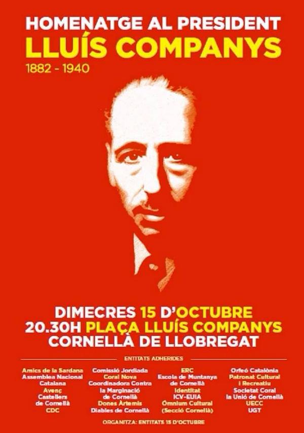 #dimecres15 homenatge a lluis companys a cornella de llobregat
