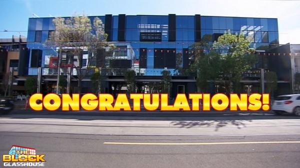 TheBlock's tweet photo. RETWEET to congratulate the WINNERS of #TheBlock Glasshouse! http://t.co/9FZLbfRWuQ