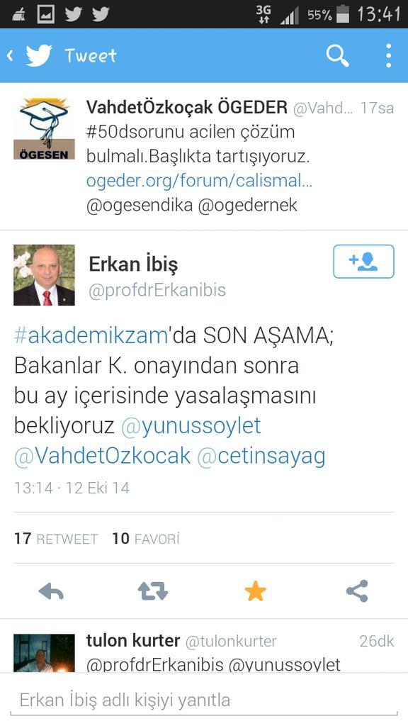 ogesendika's tweet photo. @AnkaraUni  Rektörü Sn @profdrErkanibis  'ten #akademikzam tweeti. @ogedernek @VahdetOzkocak @yunussoylet http://t.co/V0lxQCk8AN