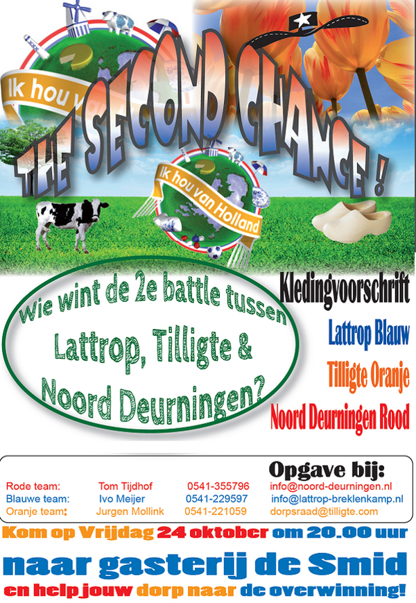 24 oktober vind de 2e editie plaats van de ik hou van Holland battle tussen #Tilligte Lattrop &amp; Noord Deurningen
