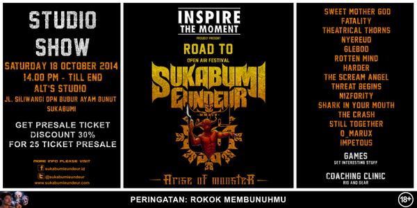 STUDIO SHOW #RoadToSukabumiEundeur2014 at ALT'S Studio, Sabtu,18 Oct 2014 Jam 14:00 WIB till end