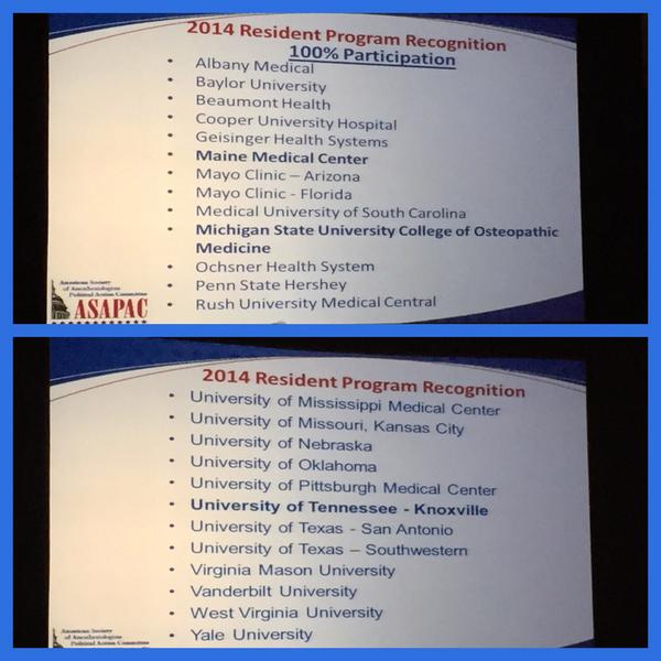 kristinligda's tweet image. @PSAnesth 3 PA Residency Programs had 100%#ASAPAC participation: #Geisinger, #PennState and #Pittsburgh #ANES2014