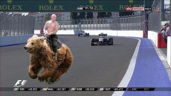 DarthPutinKGB's tweet photo. RT @Fake_MIDRF "Proof it was Putin who won #SochiF1 in his maidan race" http://t.co/93NGcjXzpz