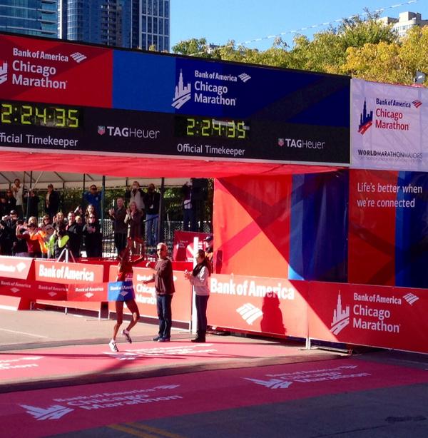 ChiMarathon's tweet image. Rita Jeptoo is the official women's winner, and our back-to-back champion! Rita crossed the finish line in 02:24:35.