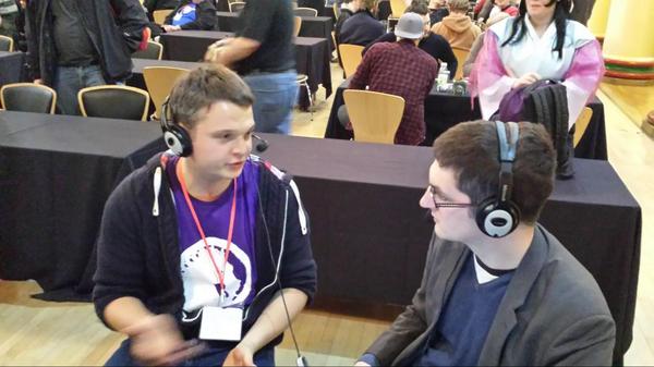 6thRingL5R's tweet photo. Our world champion Bartolomiej Chrobak being interviewed by Jack Murray.  #l5rworlds @l5rWorlds @l5r @alderac http://t.co/TMZWARb2O8