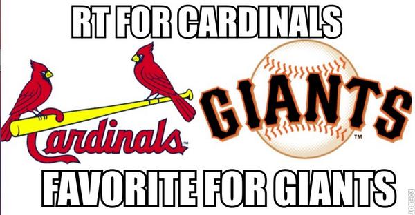 Game 2 NLCS

RT for #STLCards
Favorite for #SFGiants