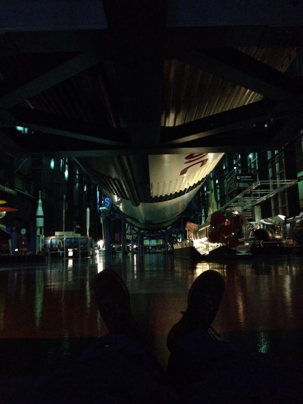 sjenkinsdc's tweet photo. On weather lockdown inside space museum - this is not a problem. #spacetweepcamp #STSC2 http://t.co/0CwqYq6MJk